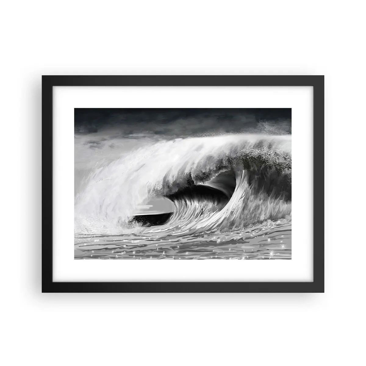 Pôster com moldura preta - A ira do oceano - 40x30 cm
