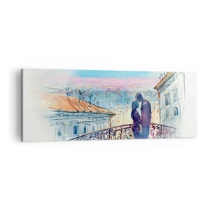 Quadro em tela - Amantes parisienses - 140x50 cm