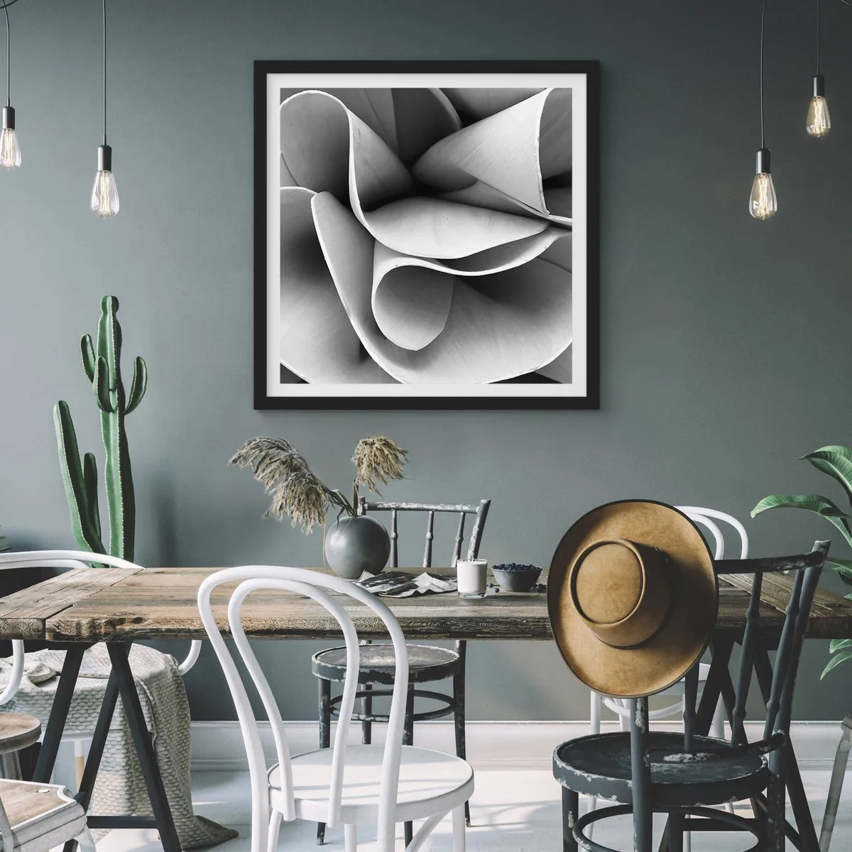 Pôster com moldura preta - Acontece no espaço - 50x50 cm