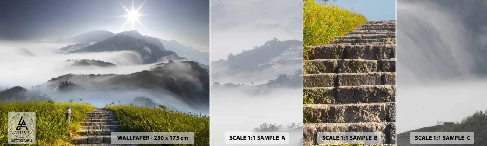 Amostra de Papel de Parede Standard Eco - Em direcção às nuvens - Paisagem, Montanhas, Parque Nacional - 100x30 cm