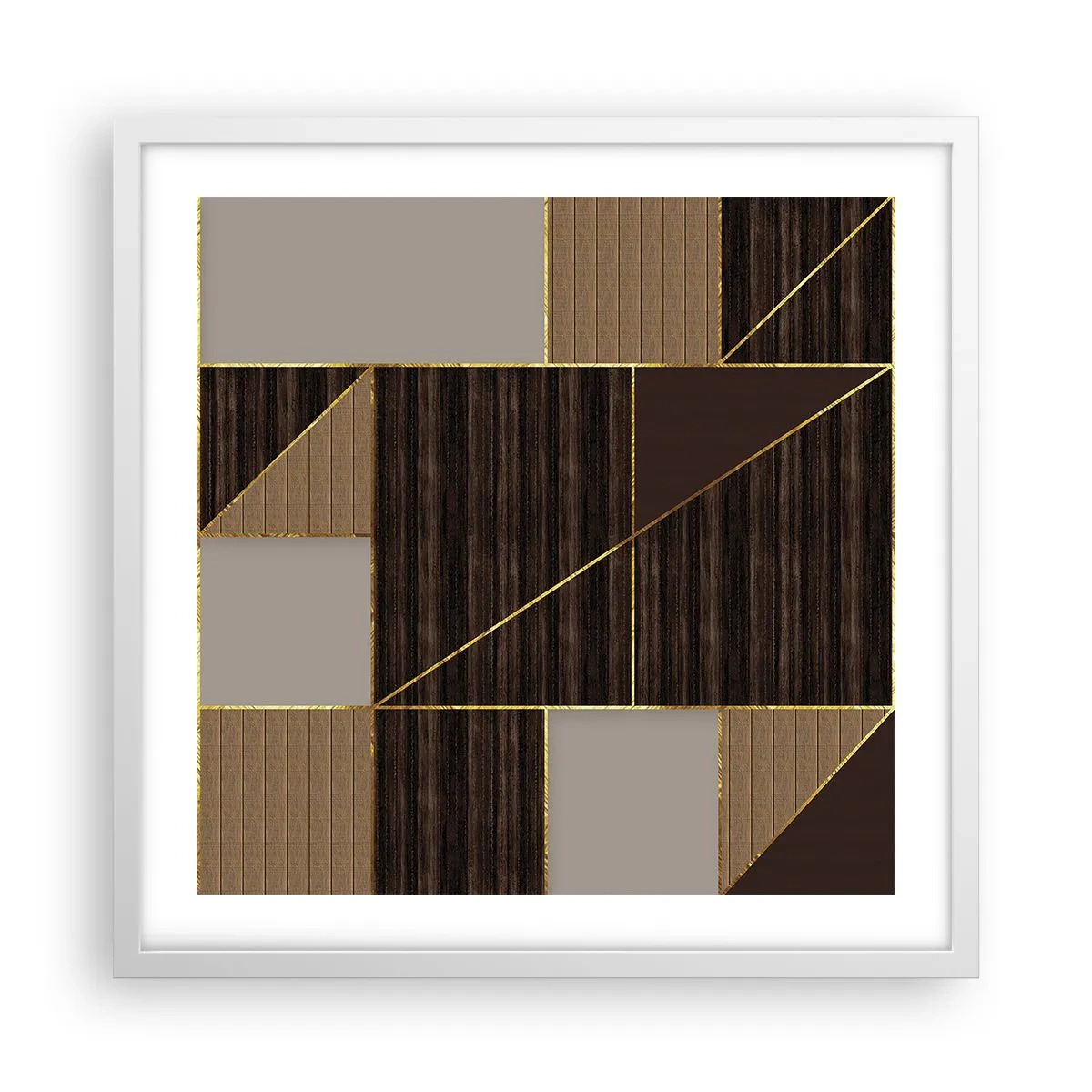 Pôster em moldura branca - Mosaico de bronzes e ouro - 50x50 cm