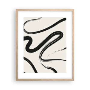 Pôster com moldura de carvalho claro - Capricho preto e branco - 40x50 cm