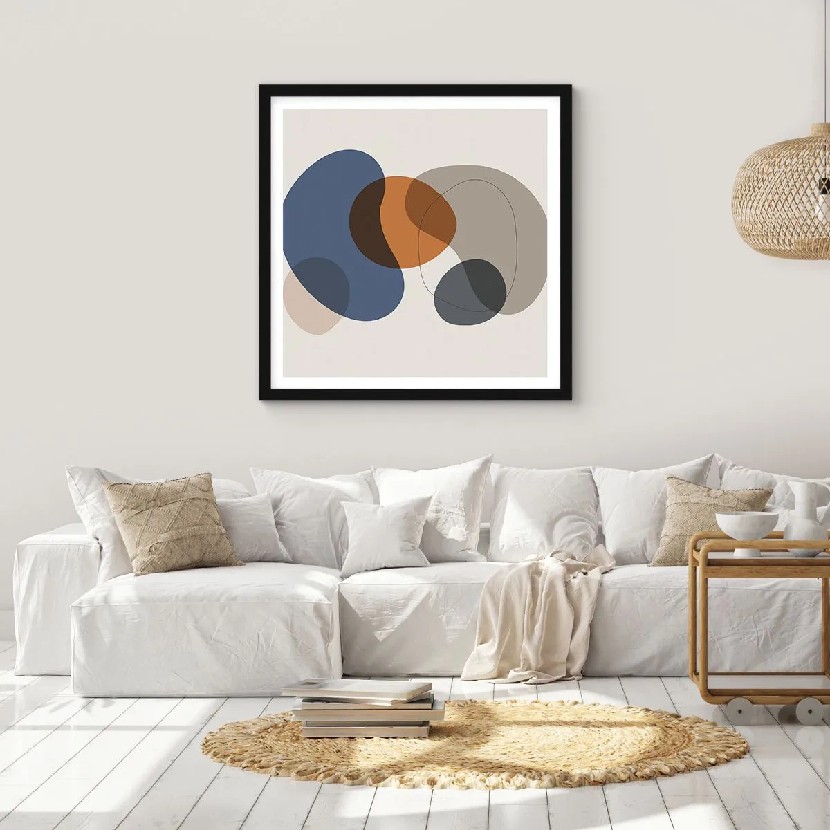 Pôster com moldura preta - Gotas de cor - 30x30 cm