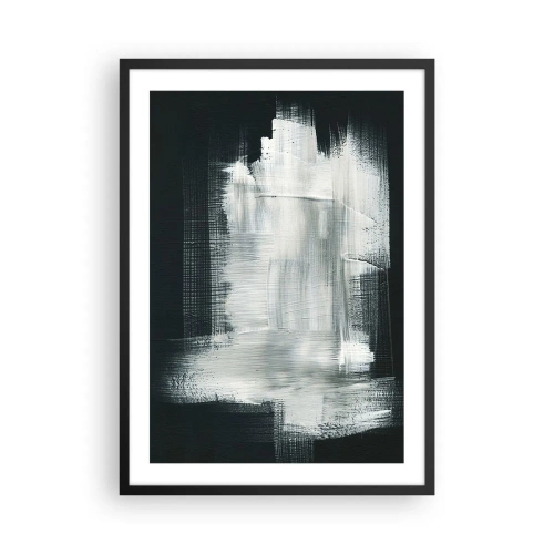 Pôster com moldura preta - Composição abstrata em branco sobre fundo escuro - 50x70cm - Entrelaçado na vertical e horizontal - Decoração de parede moderna para a sala de estar e quarto ARTTOR