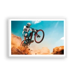 Pôster em moldura branca - Loucura demoníaca da bicicleta - 91x61 cm