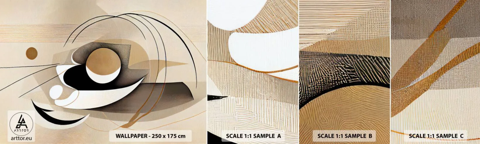 Amostra de papel de parede autocolante Deluxe Sticker - Composição: a essência da palavra - Abstração, Moderno, Pedaço - 100x30 cm