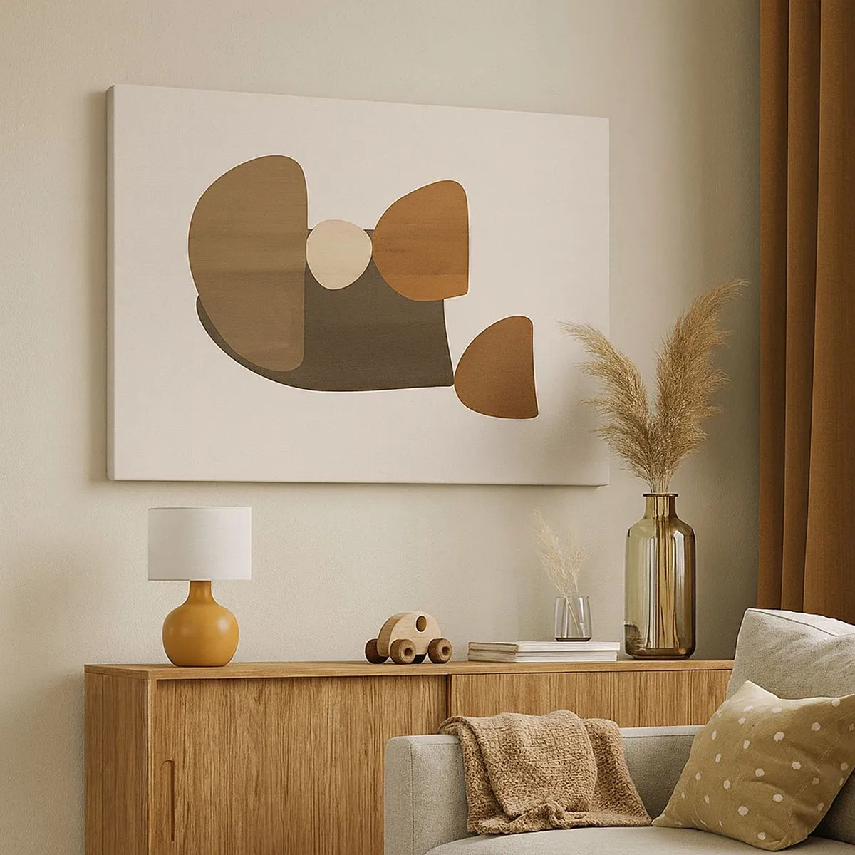 Quadro em tela - Composição abstrata em tons de marrom e bege - 70x50cm - Composição em bronze - Decoração de parede moderna para a sala de estar e quarto ARTTOR