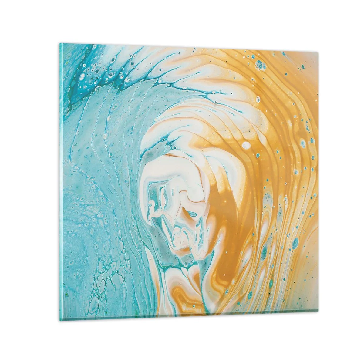 Quadro em vidro - Vórtice em pastel - 50x50 cm