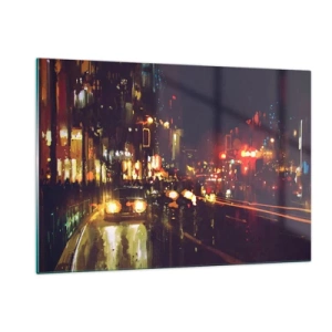 Quadro em vidro - Imerso nas luzes da noite - 120x80 cm
