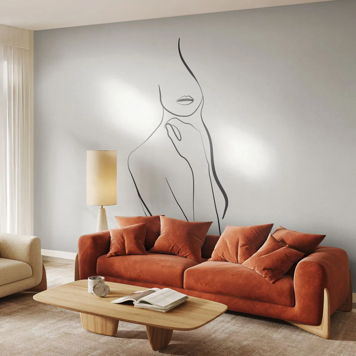 Papel de Parede Standard Eco - Uma onda de melancolia - Abstração, Corpo de Mulher, Gráficos - 200x140 cm
