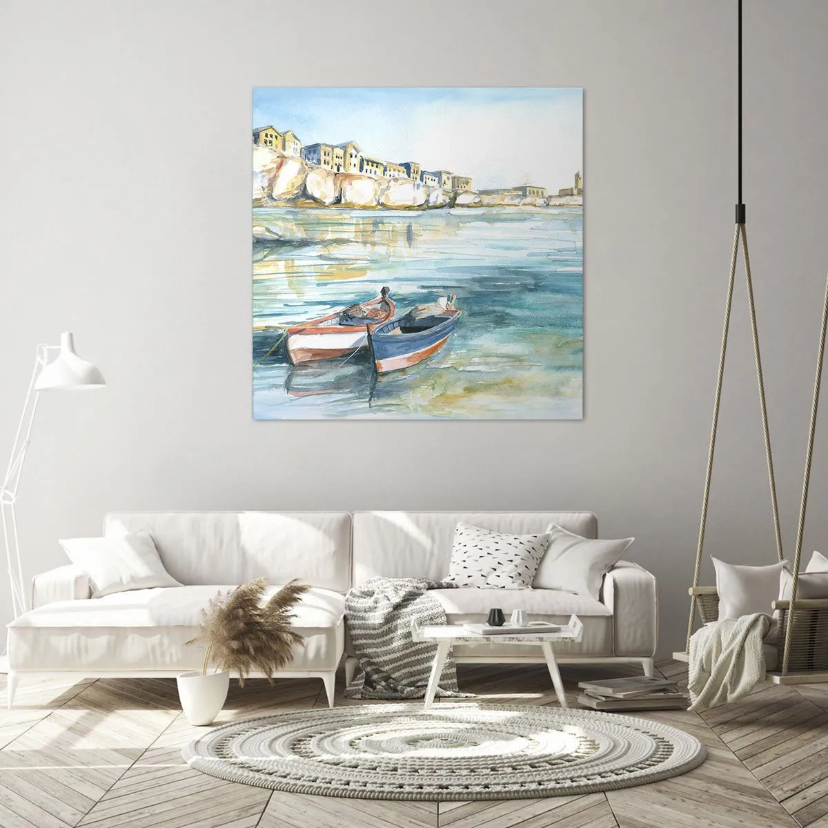 Quadro em tela - Paisagem em azul - 30x30 cm
