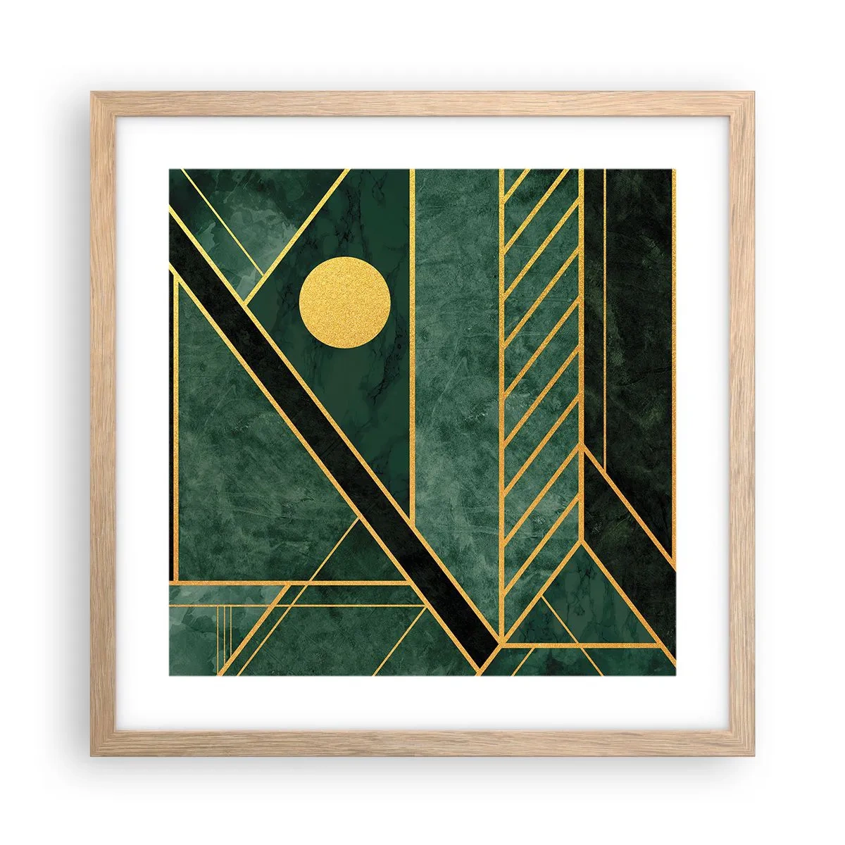 Pôster com moldura de carvalho claro - A dinâmica do ouro e do azul - 40x40 cm