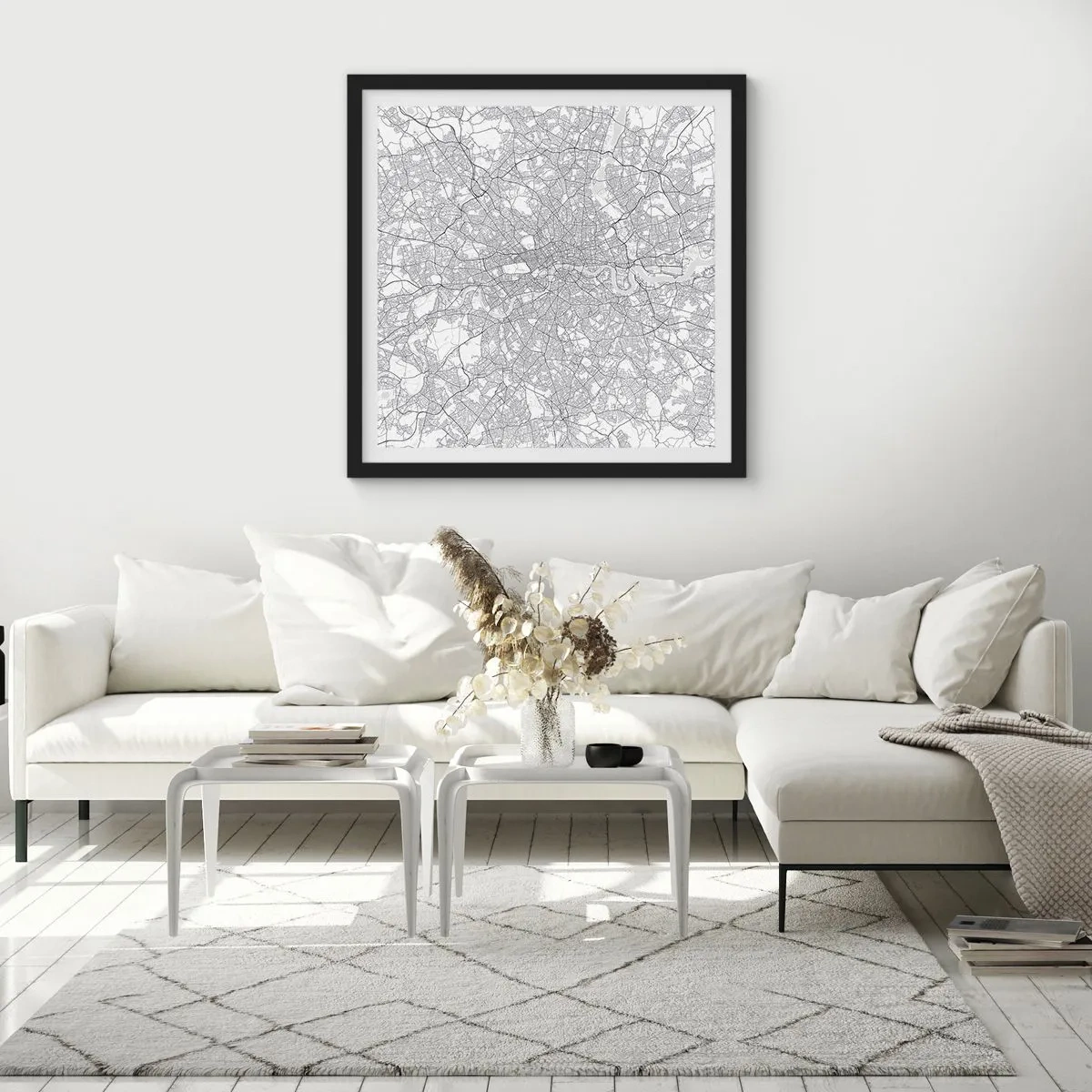 Pôster com moldura preta - Mapa do labirinto de Londres - 60x60 cm