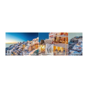 Amostra de papel de parede Premium Sand - A essência grega - Santorini, Arquitetura, Grécia - 100x30 cm