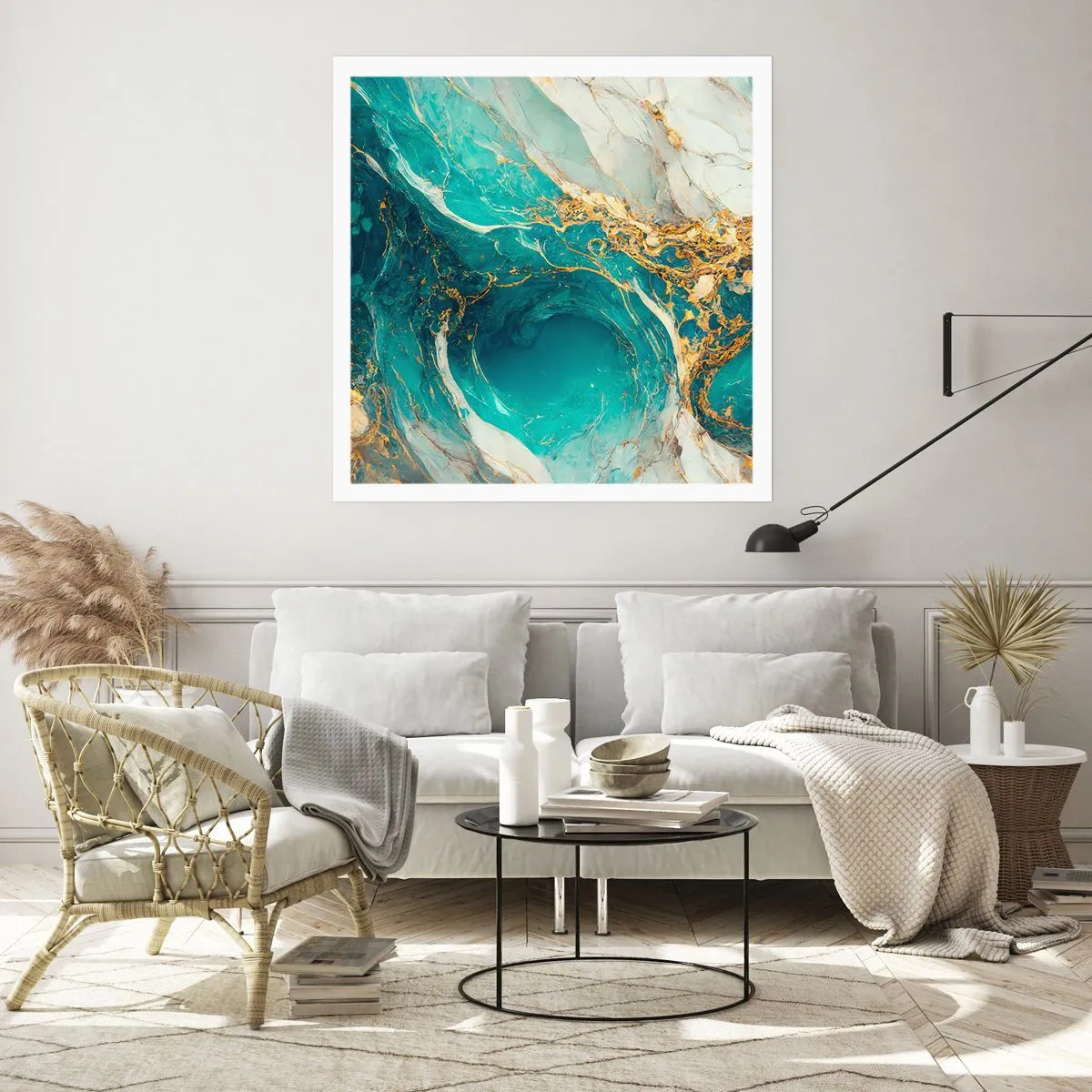 Pôster - Composição com veios d'ouro - 40x40 cm