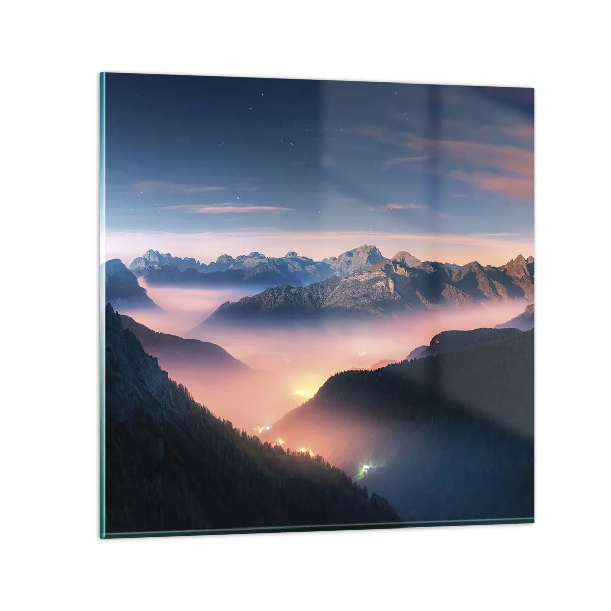 Quadro em vidro - Luz nos vales - 30x30 cm