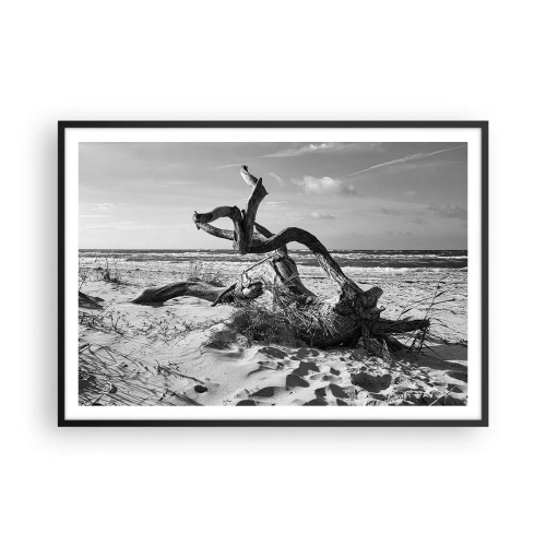 Pôster com moldura preta - Escultura do mar - 100x70 cm