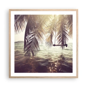 Pôster com moldura de carvalho claro - Deixe-se levar pela imaginação - 60x60 cm