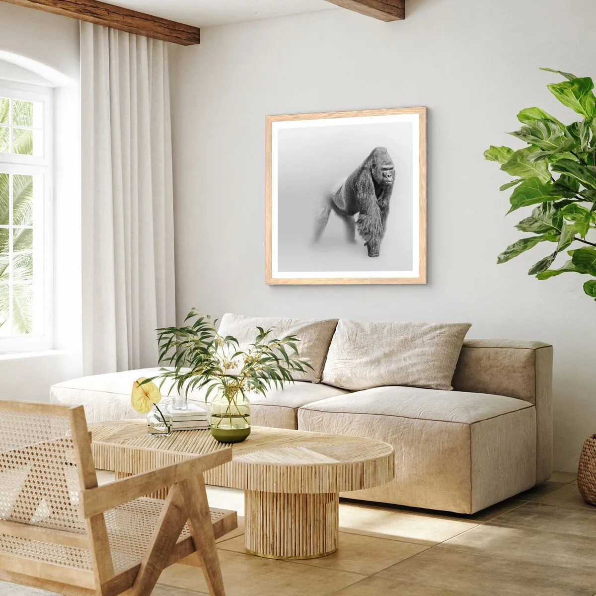 Pôster com moldura de carvalho claro - Confiante na sua força - 30x30 cm