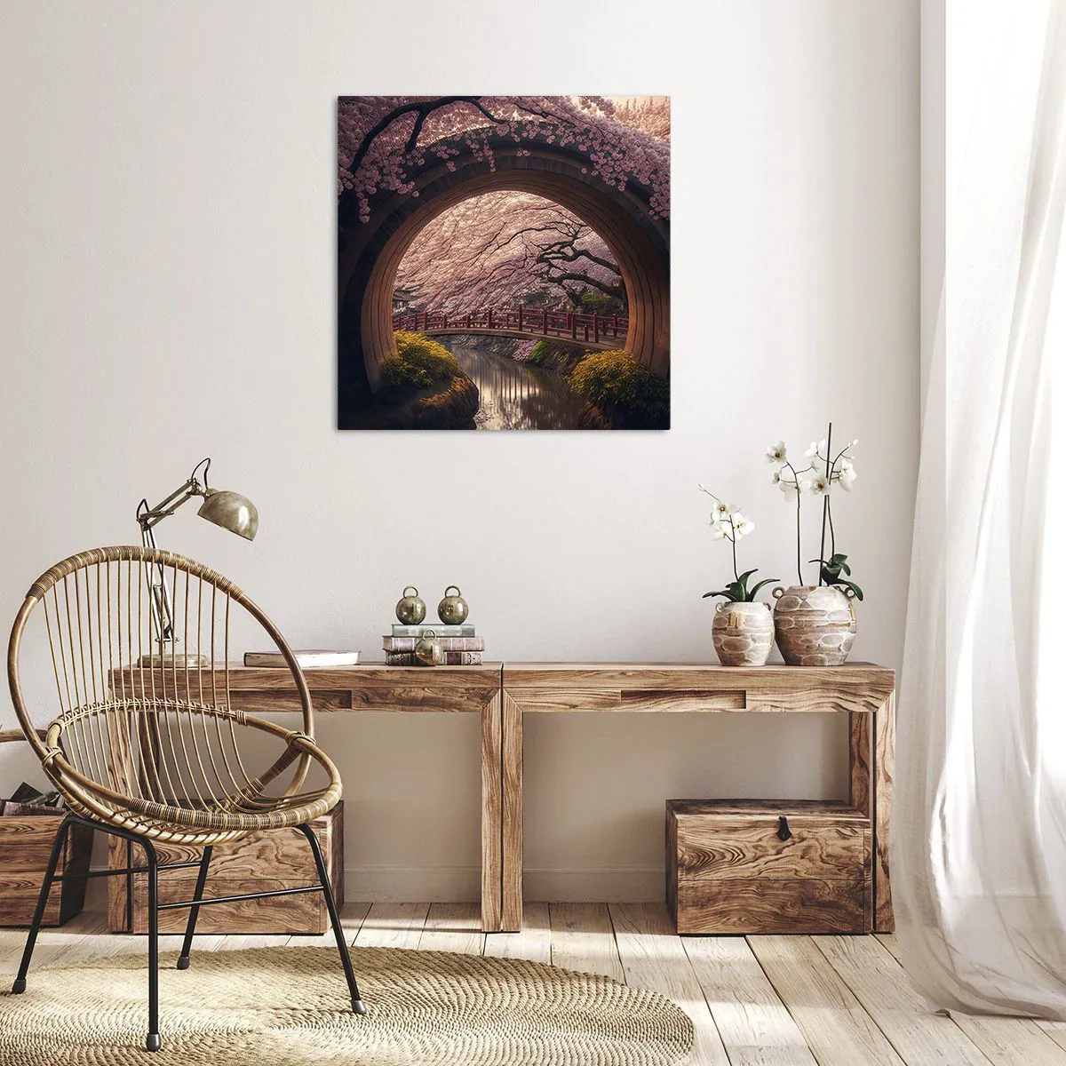 Quadro em tela - Primavera japonesa - 70x70 cm