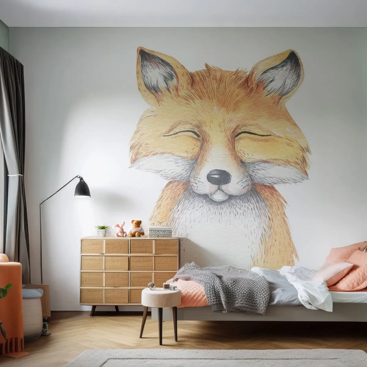 Papel de Parede Autocolante Deluxe Sticker - Humor de raposa - Para crianças, Raposa, Amizade - 250x175 cm