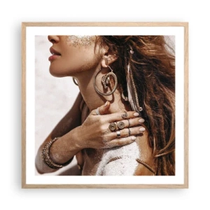 Pôster com moldura de carvalho claro - A rainha da praia selvagem - 60x60 cm