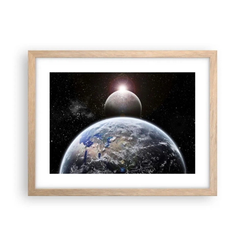 Pôster com moldura de carvalho claro - Paisagem espacial - o nascer do sol - 40x30 cm