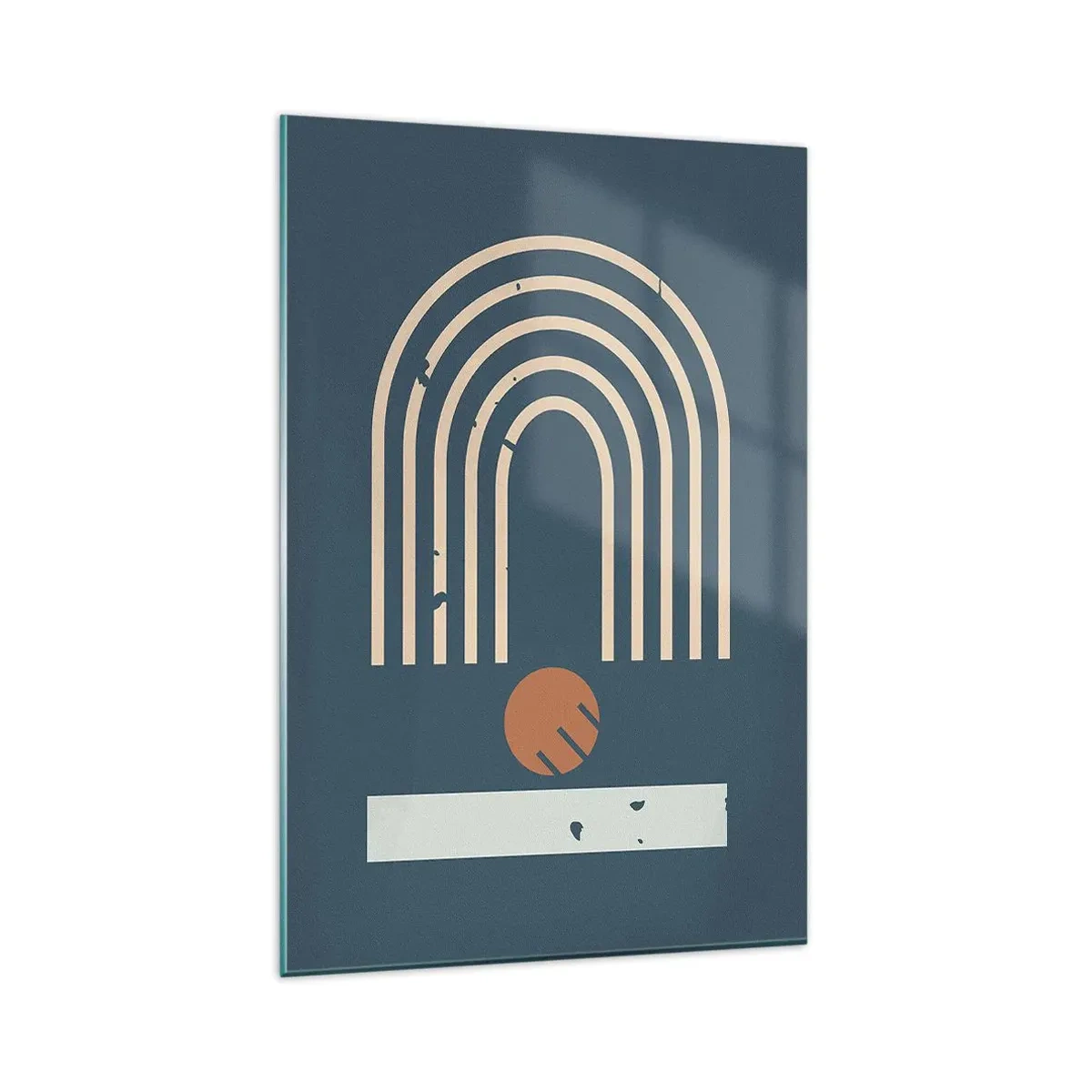 Quadro em vidro - Geometria em azul marinho - 80x120 cm