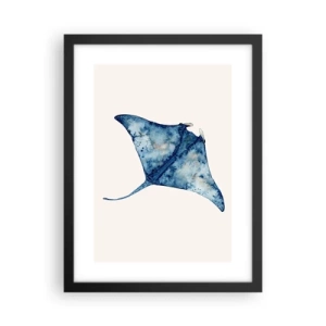 Pôster com moldura preta - A vida em azul - 30x40 cm