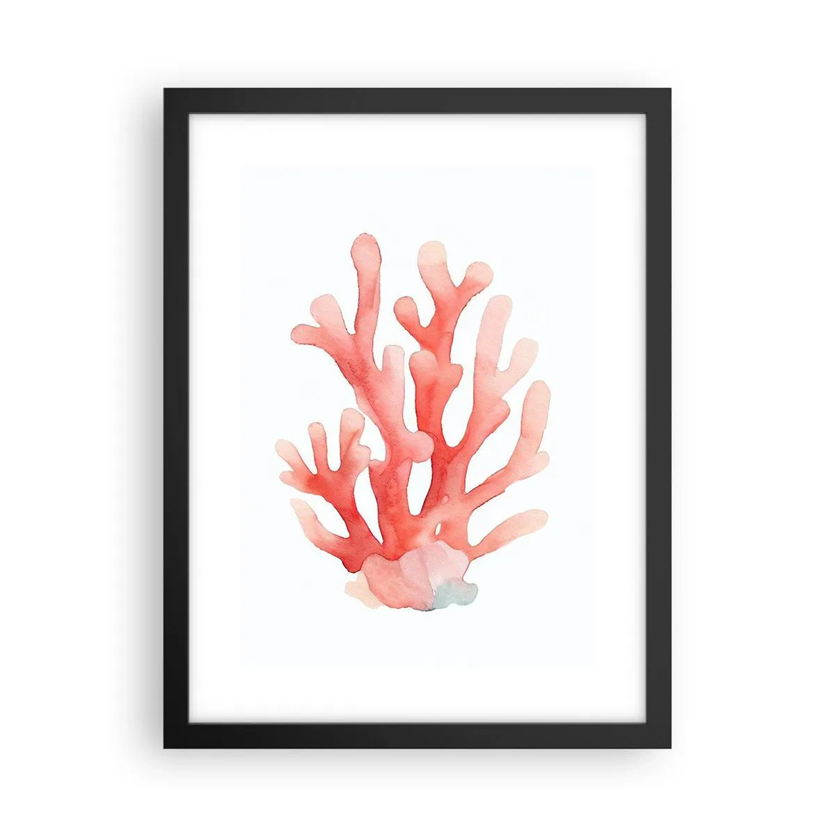 Pôster com moldura preta - Coral de cor coral - 30x40 cm
