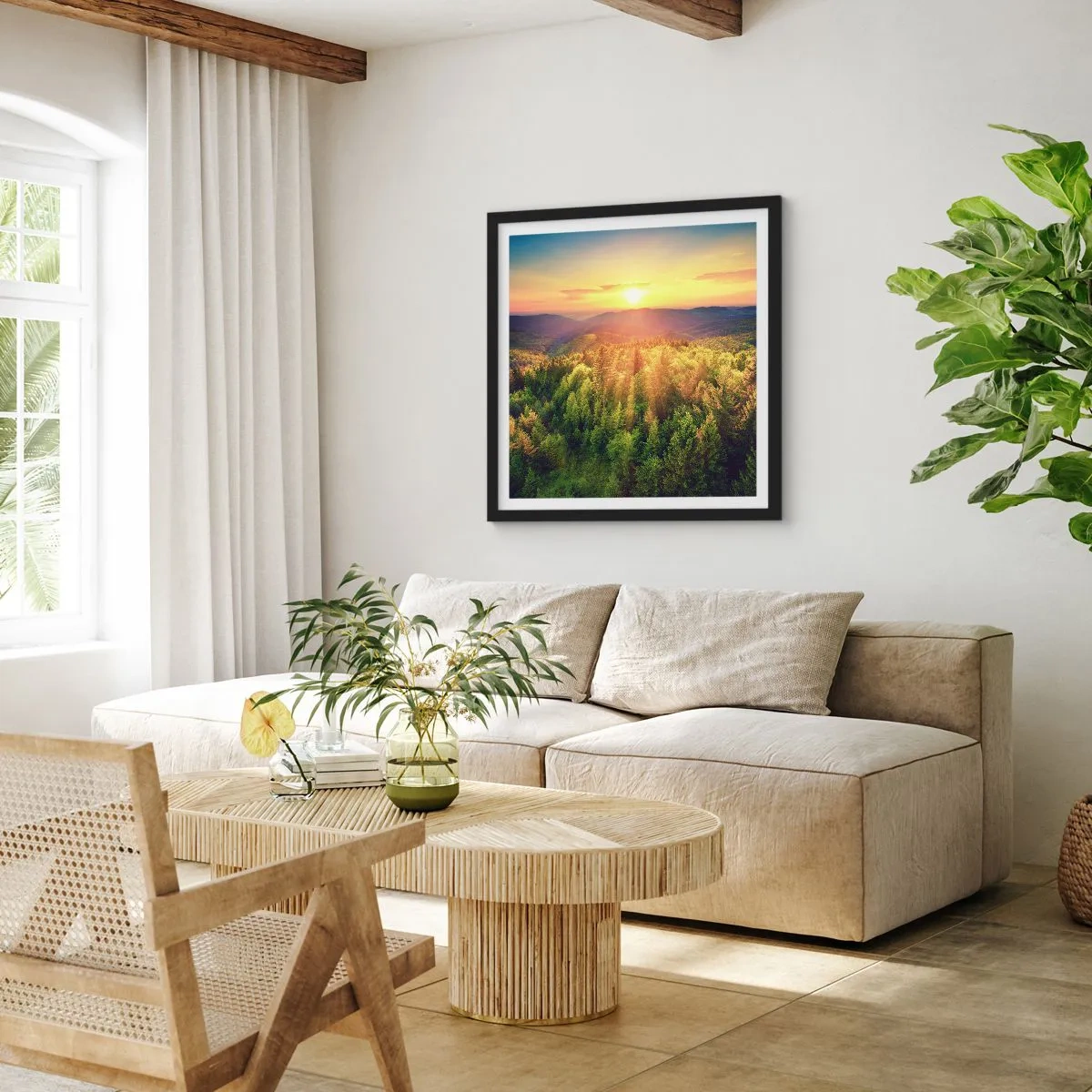 Pôster com moldura preta - Picos e cumes - 60x60 cm