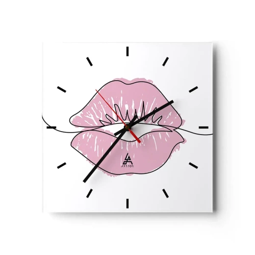 Relógio de parede - Relógio em vidro - Pronto para beijar? - 30x30 cm