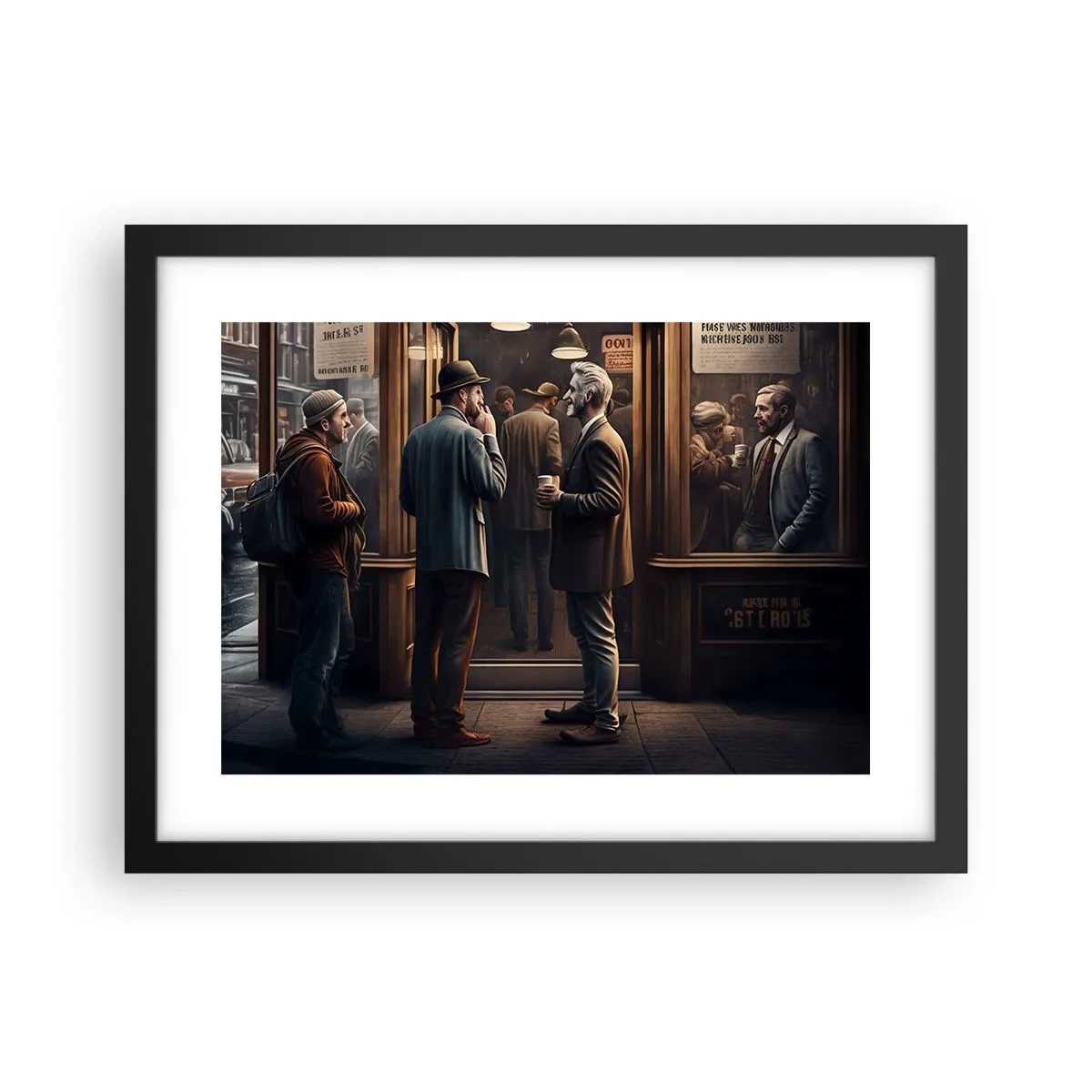 Pôster com moldura preta - Boa hora do dia - 40x30 cm