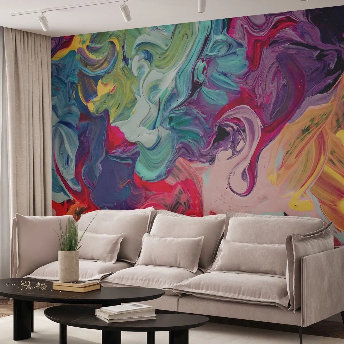 Papel de Parede Premium Canvas - O nascimento das cores - Abstração, Pedaço, Padrão Moderno - 250x175 cm