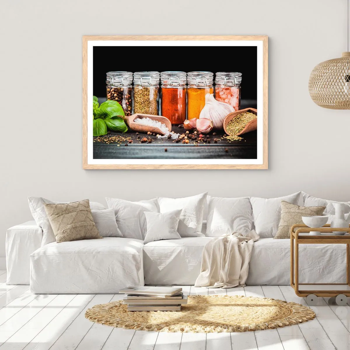 Pôster com moldura de carvalho claro - Para que a vida tenha um sabor - 100x70 cm