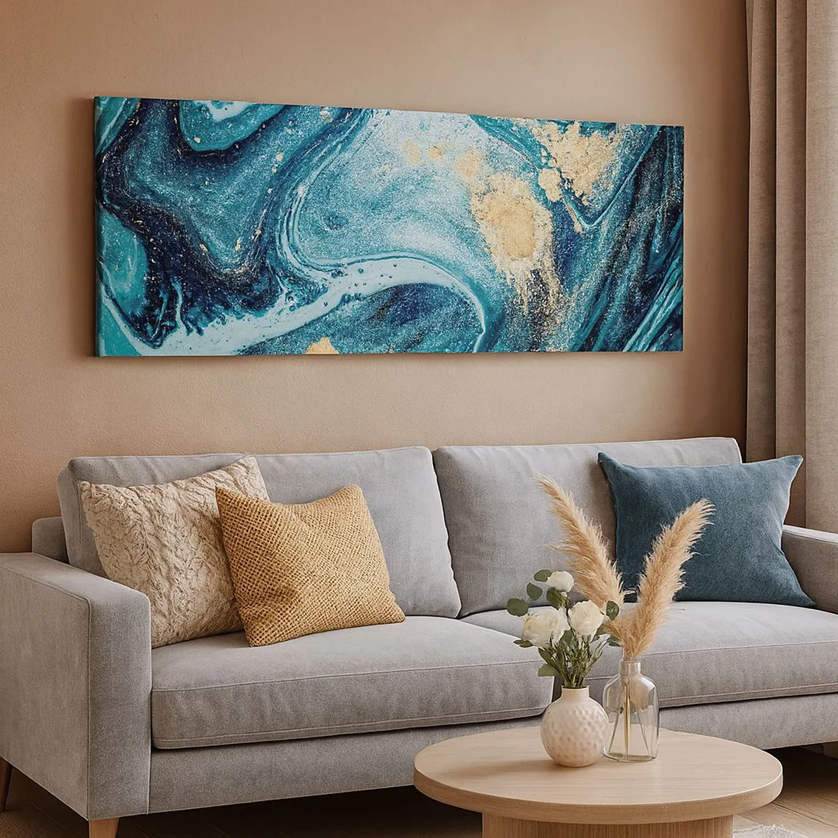 Quadro em tela - Redemoinho azul - 100x40 cm