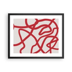 Pôster com moldura preta - Vermelho em branco - 50x40 cm