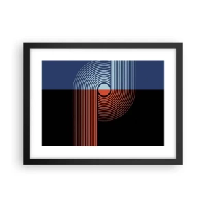 Pôster com moldura preta - Num abraço geométrico - 40x30 cm