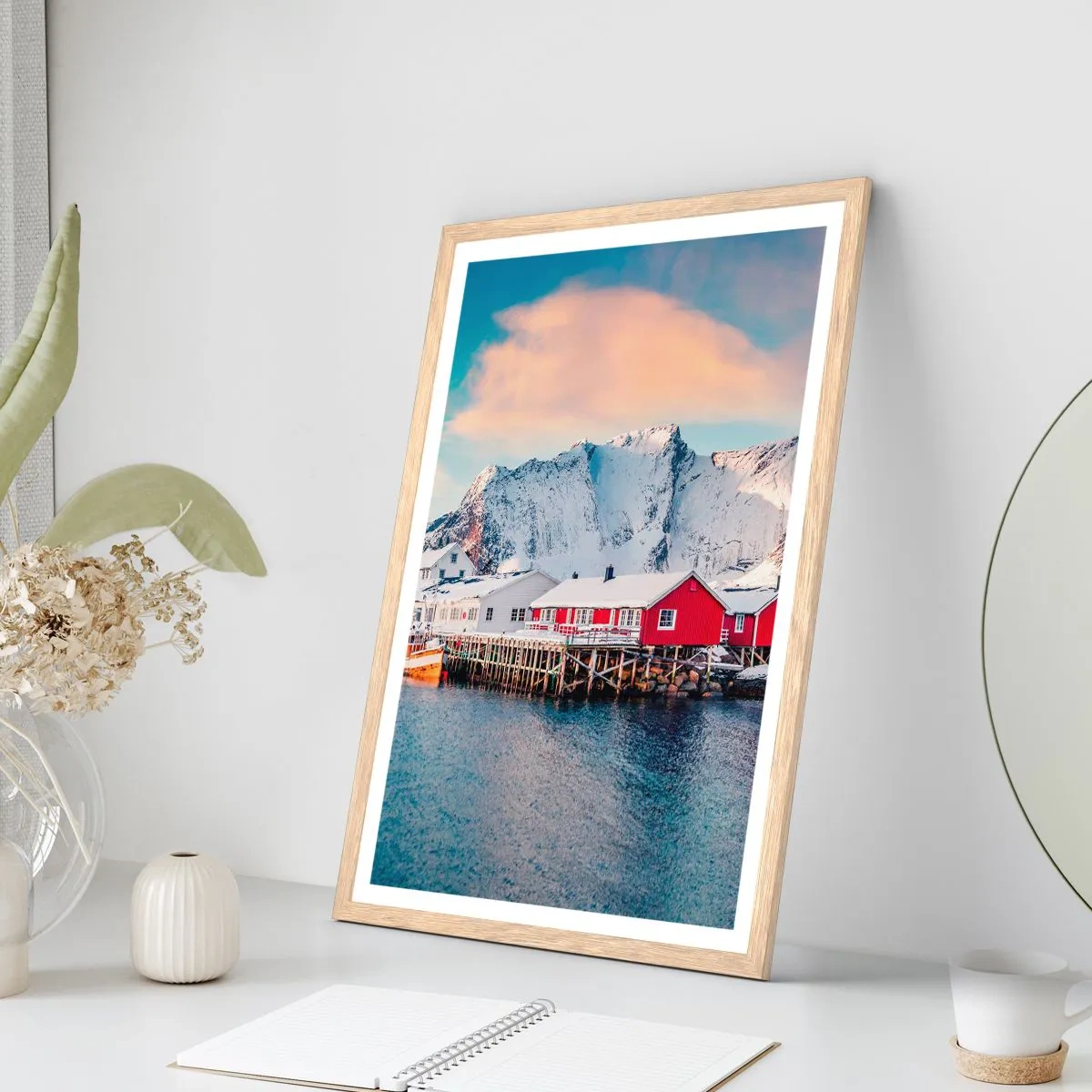Pôster com moldura de carvalho claro - Refpugio do Norte - 70x100 cm