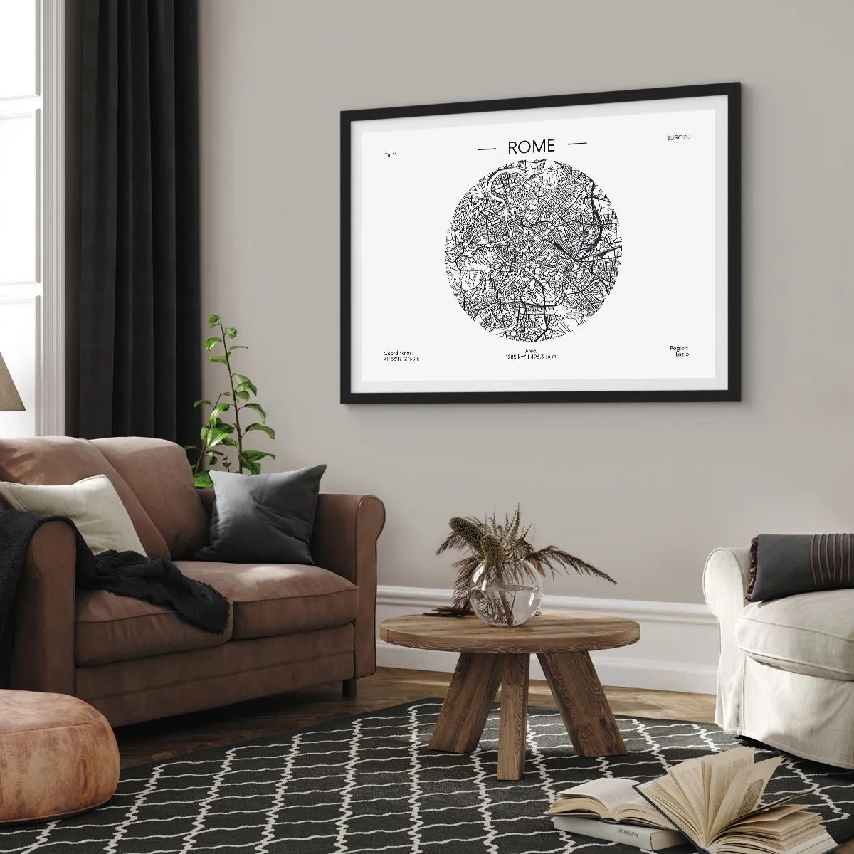 Pôster com moldura preta - Anatomia de Roma - 50x40 cm
