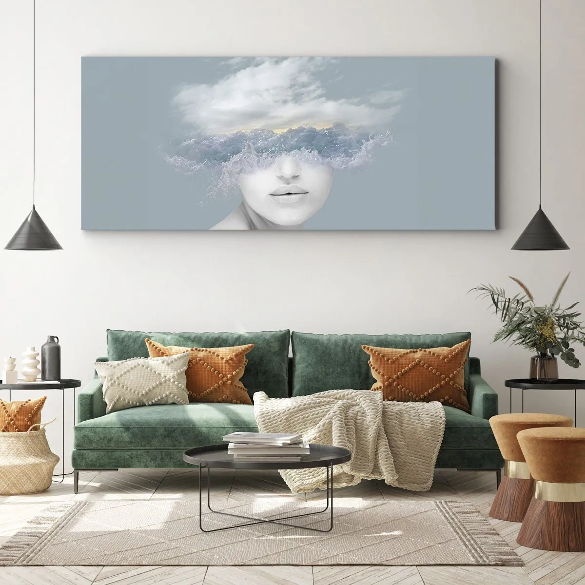 Quadro em tela - Com a cabeça nas nuvens - 100x40 cm