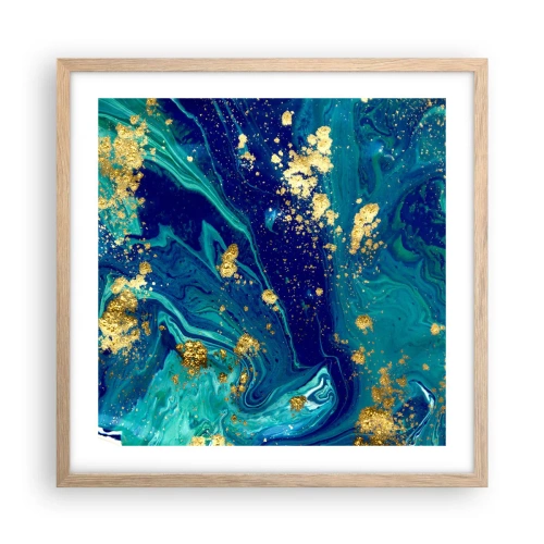 Pôster com moldura de carvalho claro - Flocos de sol  - 50x50 cm