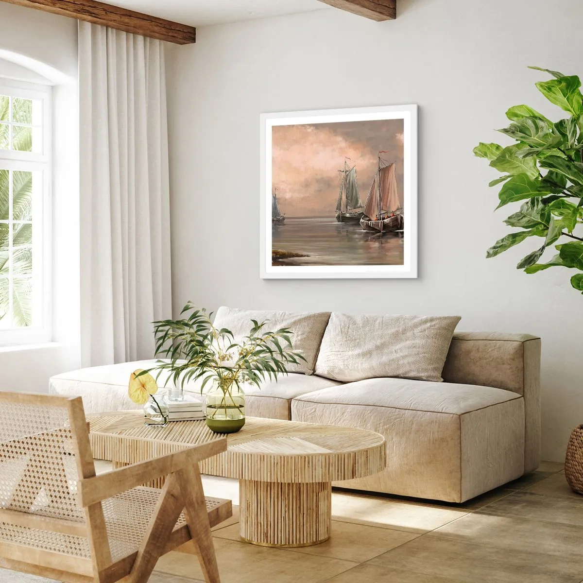 Pôster em moldura branca - Regresso dos marinheiros - 60x60 cm