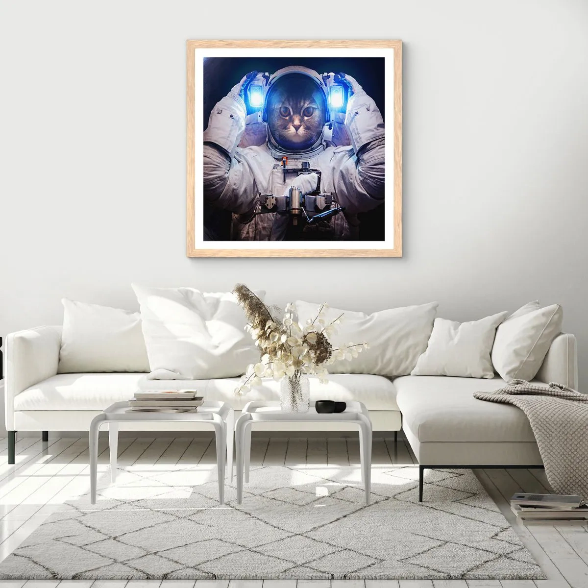 Pôster com moldura de carvalho claro - Houston, temos um problema - 30x30 cm