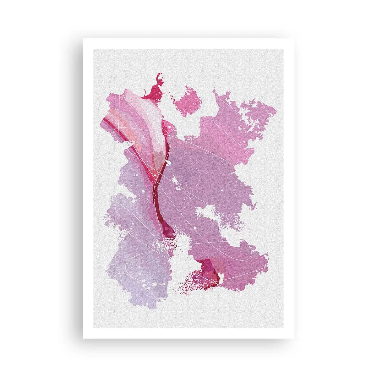 Pôster - Mapa do mundo rosa - 70x100 cm
