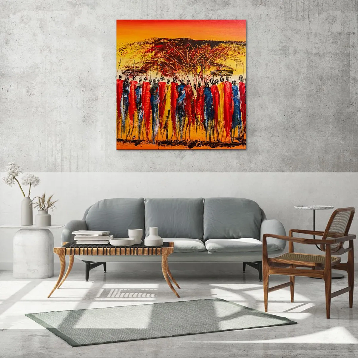 Quadro em vidro - Lá, lá, lá vão eles - 40x40 cm