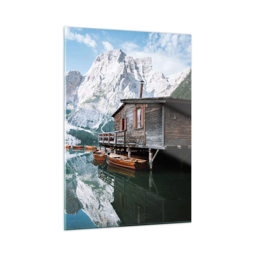 Quadro em vidro - Manhã cristalina nas montanhas - 50x70 cm