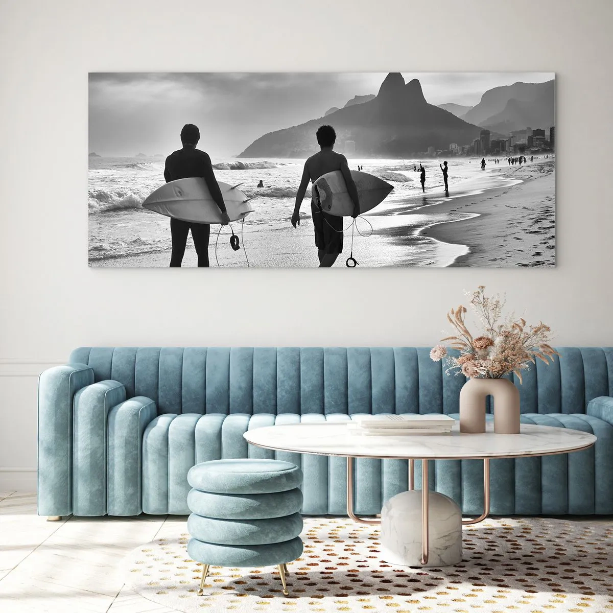 Quadro em vidro - Samba para uma onda - 100x40 cm