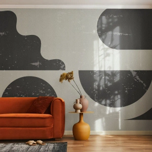 Papel de Parede Premium Sand - Composição acima e abaixo - Abstração, Preto e branco, Idoso - 100x70 cm