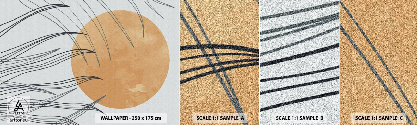 Amostra de papel de parede autocolante Deluxe Sticker - Sempre em direção ao sol - Sol, Minimalismo, Pedaço - 100x30 cm